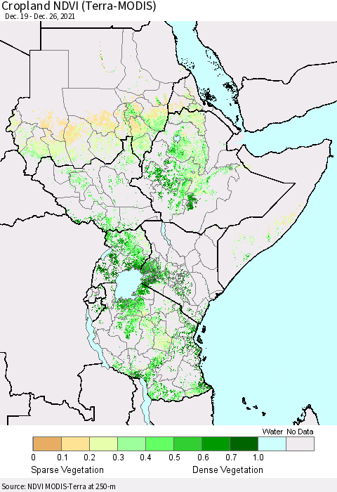 Eastern Africa Cropland NDVI (Terra-MODIS) Thematic Map For 12/19/2021 - 12/26/2021