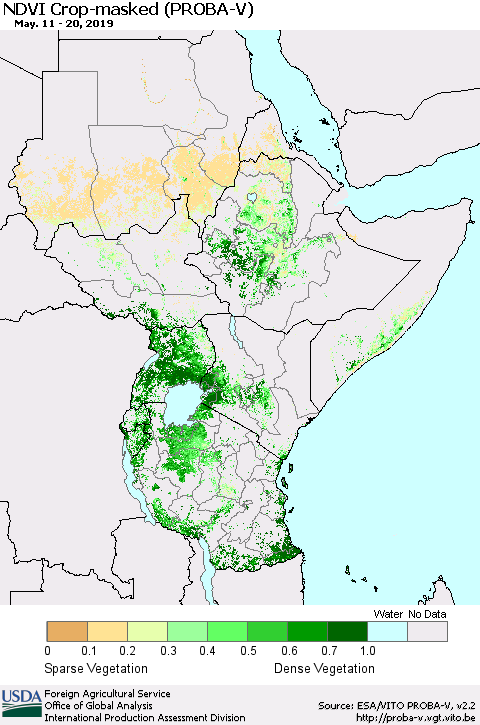 Eastern Africa NDVI Crop-masked (PROBA-V) Thematic Map For 5/11/2019 - 5/20/2019