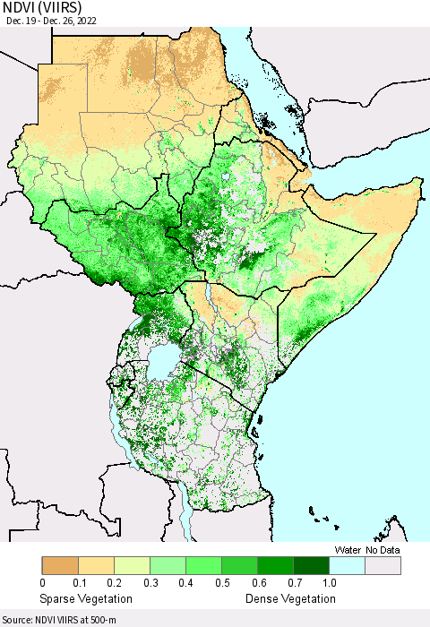 Eastern Africa NDVI (VIIRS) Thematic Map For 12/19/2022 - 12/26/2022