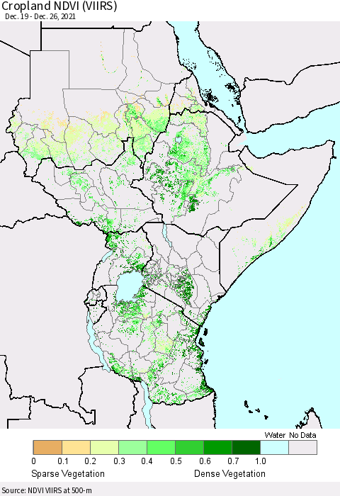 Eastern Africa Cropland NDVI (VIIRS) Thematic Map For 12/19/2021 - 12/26/2021