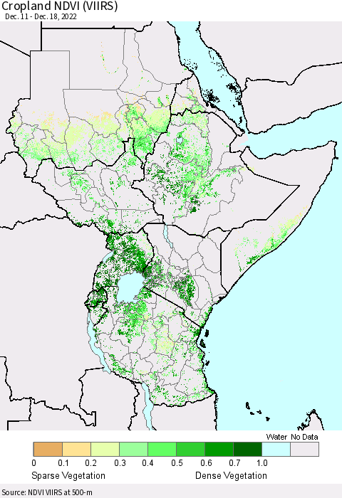 Eastern Africa Cropland NDVI (VIIRS) Thematic Map For 12/11/2022 - 12/18/2022