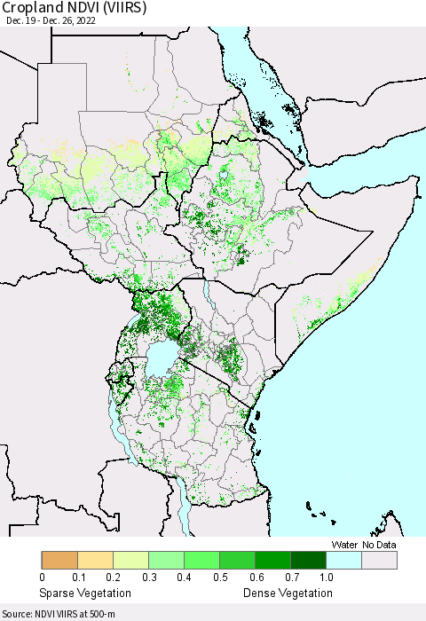Eastern Africa Cropland NDVI (VIIRS) Thematic Map For 12/19/2022 - 12/26/2022