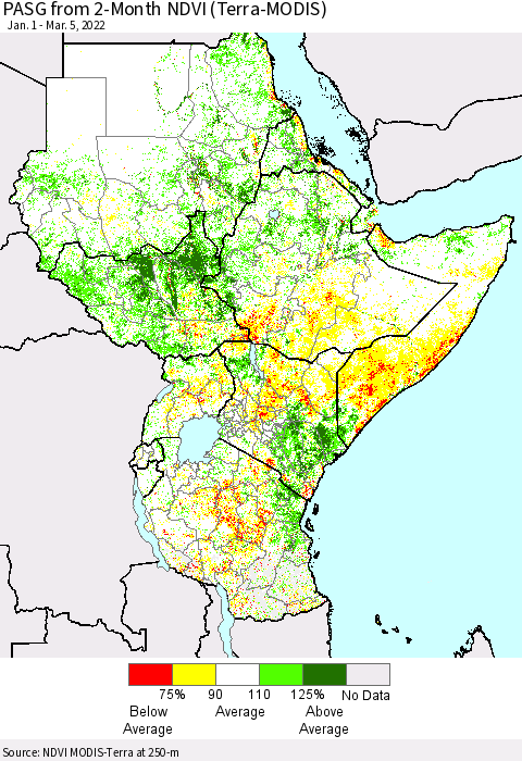 Eastern Africa PASG from 2-Month NDVI (Terra-MODIS) Thematic Map For 2/26/2022 - 3/5/2022