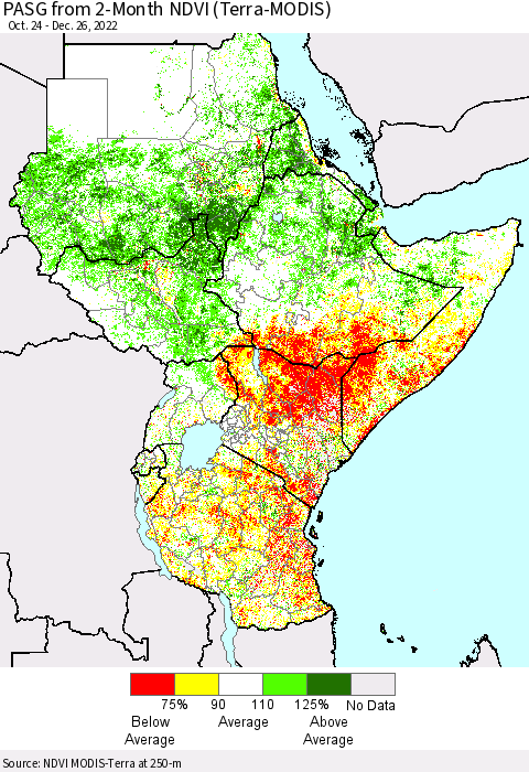 Eastern Africa PASG from 2-Month NDVI (Terra-MODIS) Thematic Map For 12/19/2022 - 12/26/2022