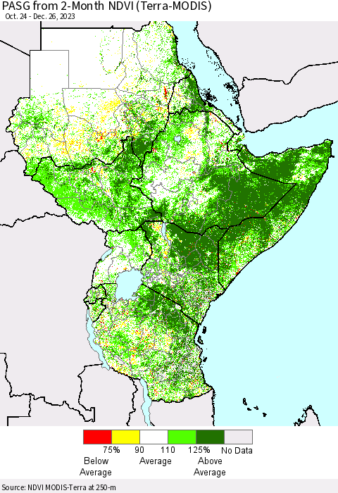 Eastern Africa PASG from 2-Month NDVI (Terra-MODIS) Thematic Map For 12/19/2023 - 12/26/2023