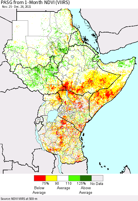 Eastern Africa PASG from 1-Month NDVI (VIIRS) Thematic Map For 12/19/2021 - 12/26/2021