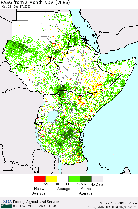 Eastern Africa PASG from 2-Month NDVI (VIIRS) Thematic Map For 12/11/2020 - 12/20/2020