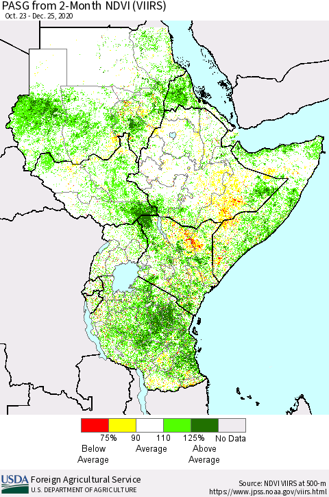 Eastern Africa PASG from 2-Month NDVI (VIIRS) Thematic Map For 12/21/2020 - 12/31/2020
