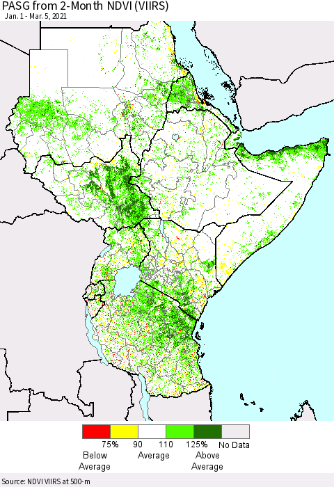 Eastern Africa PASG from 2-Month NDVI (VIIRS) Thematic Map For 2/26/2021 - 3/5/2021