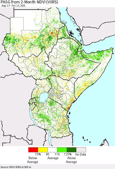 Eastern Africa PASG from 2-Month NDVI (VIIRS) Thematic Map For 10/8/2021 - 10/15/2021