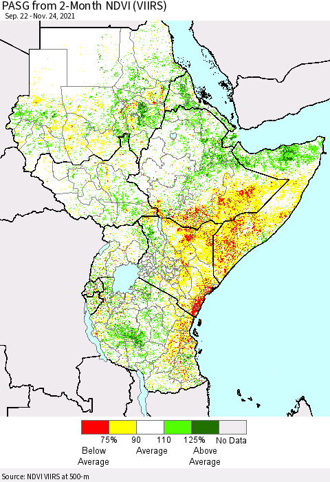 Eastern Africa PASG from 2-Month NDVI (VIIRS) Thematic Map For 11/17/2021 - 11/24/2021