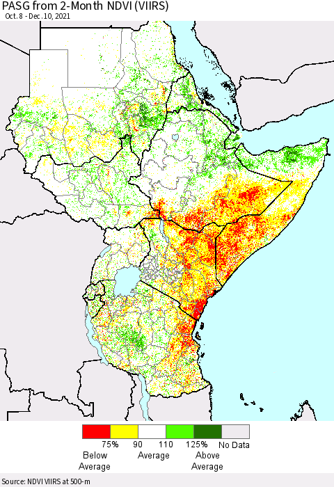 Eastern Africa PASG from 2-Month NDVI (VIIRS) Thematic Map For 12/3/2021 - 12/10/2021