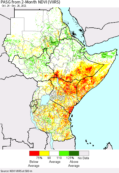 Eastern Africa PASG from 2-Month NDVI (VIIRS) Thematic Map For 12/19/2021 - 12/26/2021