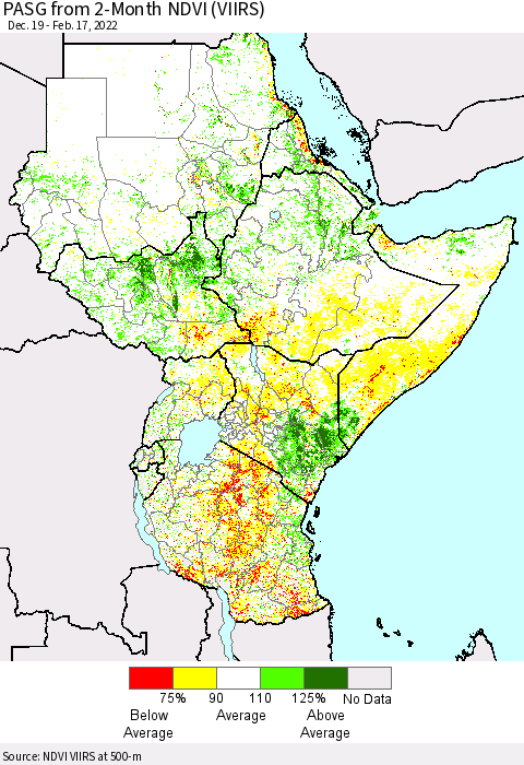 Eastern Africa PASG from 2-Month NDVI (VIIRS) Thematic Map For 2/10/2022 - 2/17/2022