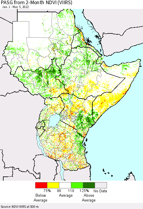 Eastern Africa PASG from 2-Month NDVI (VIIRS) Thematic Map For 2/26/2022 - 3/5/2022