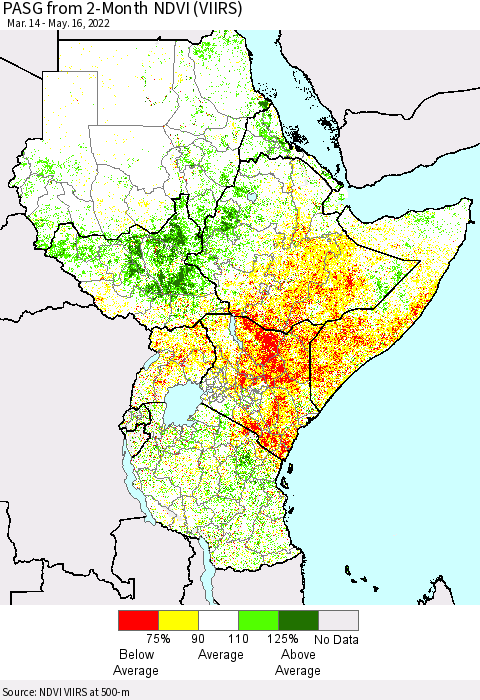 Eastern Africa PASG from 2-Month NDVI (VIIRS) Thematic Map For 5/9/2022 - 5/16/2022