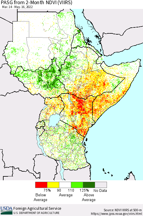 Eastern Africa PASG from 2-Month NDVI (VIIRS) Thematic Map For 5/11/2022 - 5/20/2022