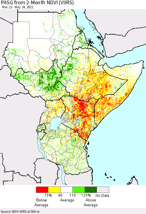 Eastern Africa PASG from 2-Month NDVI (VIIRS) Thematic Map For 5/17/2022 - 5/24/2022