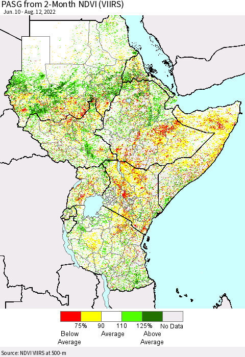Eastern Africa PASG from 2-Month NDVI (VIIRS) Thematic Map For 8/5/2022 - 8/12/2022