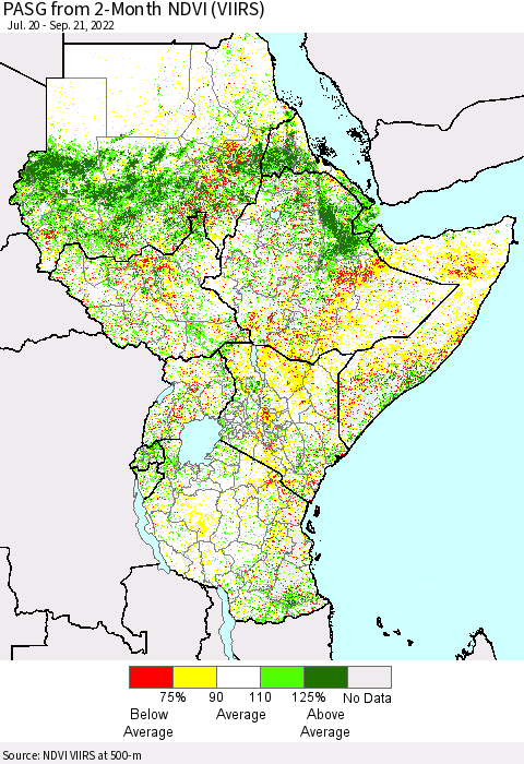 Eastern Africa PASG from 2-Month NDVI (VIIRS) Thematic Map For 9/14/2022 - 9/21/2022