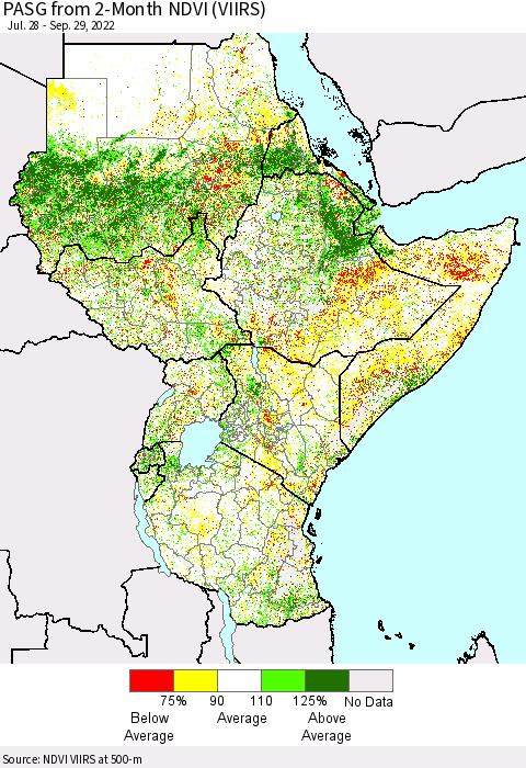Eastern Africa PASG from 2-Month NDVI (VIIRS) Thematic Map For 9/22/2022 - 9/29/2022
