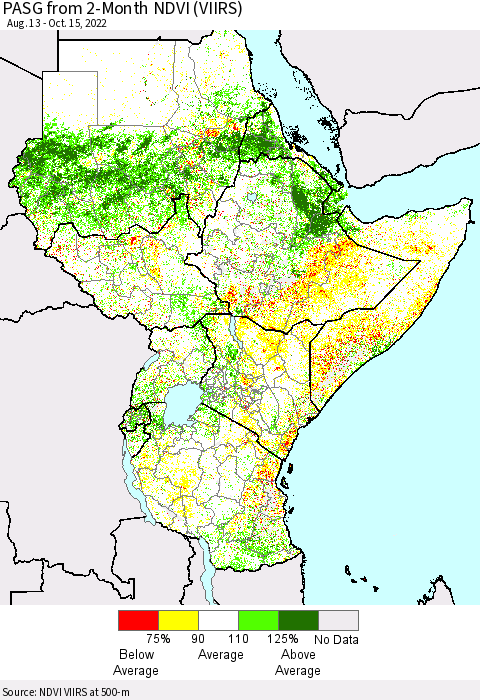 Eastern Africa PASG from 2-Month NDVI (VIIRS) Thematic Map For 10/8/2022 - 10/15/2022