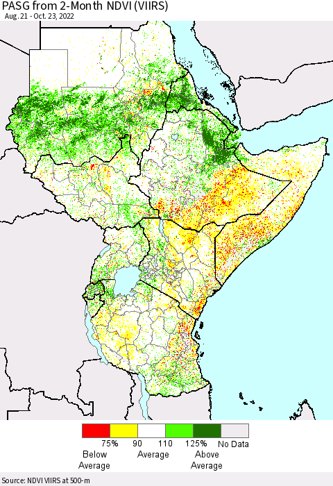 Eastern Africa PASG from 2-Month NDVI (VIIRS) Thematic Map For 10/16/2022 - 10/23/2022