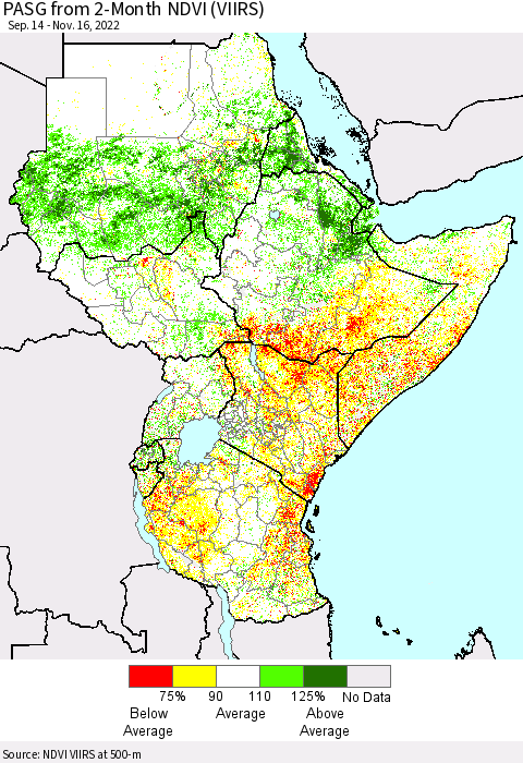 Eastern Africa PASG from 2-Month NDVI (VIIRS) Thematic Map For 11/9/2022 - 11/16/2022