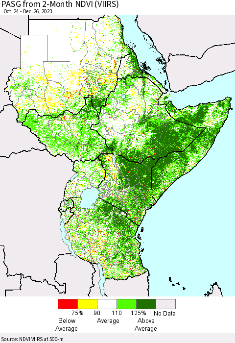 Eastern Africa PASG from 2-Month NDVI (VIIRS) Thematic Map For 12/19/2023 - 12/26/2023