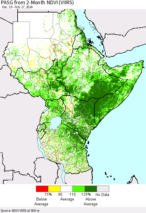 Eastern Africa PASG from 2-Month NDVI (VIIRS) Thematic Map For 2/10/2024 - 2/17/2024