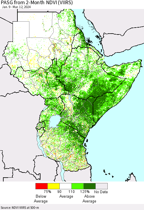Eastern Africa PASG from 2-Month NDVI (VIIRS) Thematic Map For 3/5/2024 - 3/12/2024
