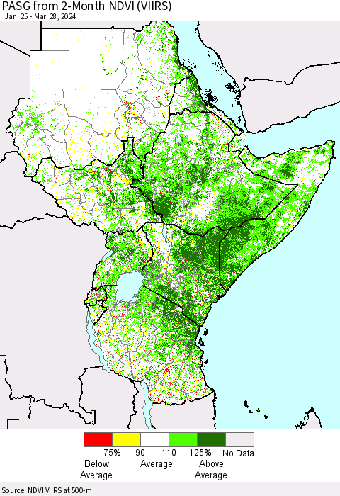 Eastern Africa PASG from 2-Month NDVI (VIIRS) Thematic Map For 3/21/2024 - 3/28/2024