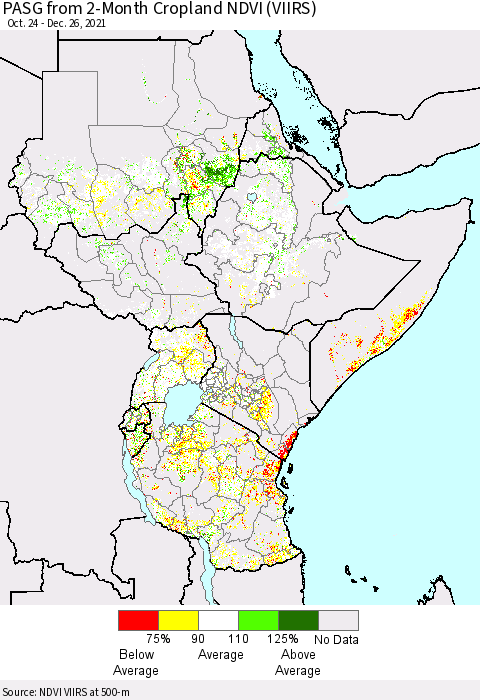 Eastern Africa PASG from 2-Month Cropland NDVI (VIIRS) Thematic Map For 12/19/2021 - 12/26/2021