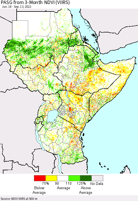 Eastern Africa PASG from 3-Month NDVI (VIIRS) Thematic Map For 9/6/2022 - 9/13/2022