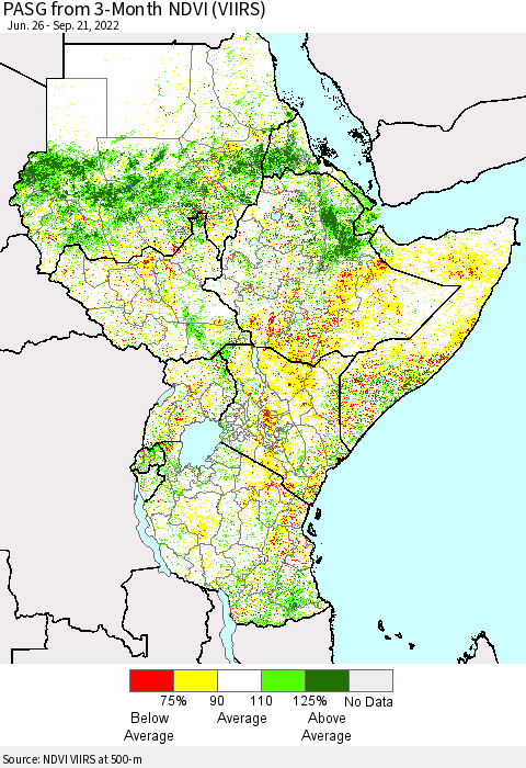 Eastern Africa PASG from 3-Month NDVI (VIIRS) Thematic Map For 9/14/2022 - 9/21/2022