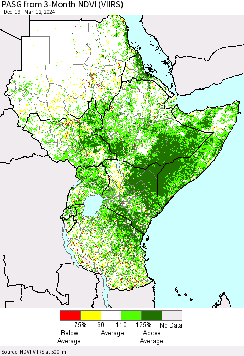 Eastern Africa PASG from 3-Month NDVI (VIIRS) Thematic Map For 3/5/2024 - 3/12/2024