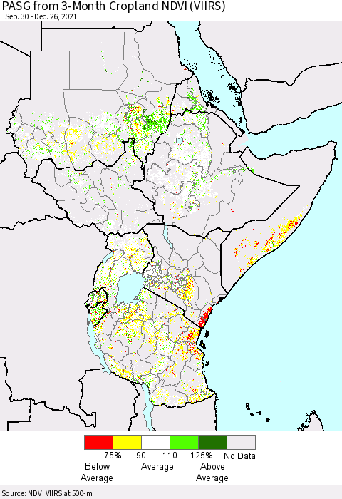 Eastern Africa PASG from 3-Month Cropland NDVI (VIIRS) Thematic Map For 12/19/2021 - 12/26/2021