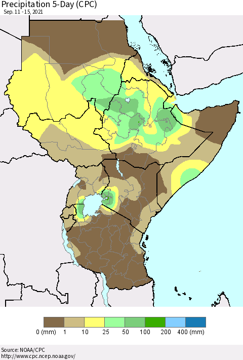 Eastern Africa Precipitation 5-Day (CPC) Thematic Map For 9/11/2021 - 9/15/2021