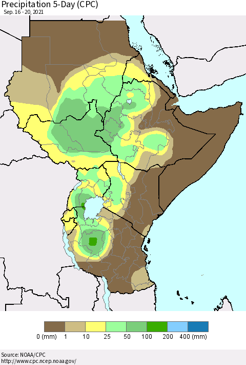Eastern Africa Precipitation 5-Day (CPC) Thematic Map For 9/16/2021 - 9/20/2021