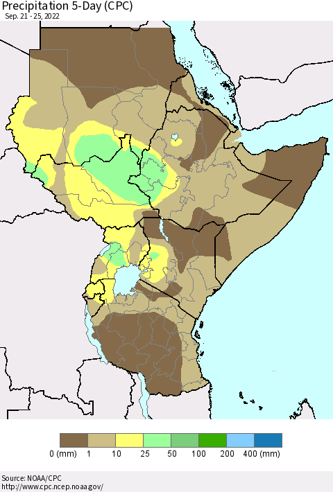 Eastern Africa Precipitation 5-Day (CPC) Thematic Map For 9/21/2022 - 9/25/2022