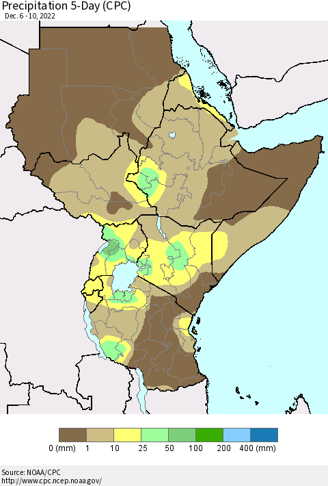 Eastern Africa Precipitation 5-Day (CPC) Thematic Map For 12/6/2022 - 12/10/2022