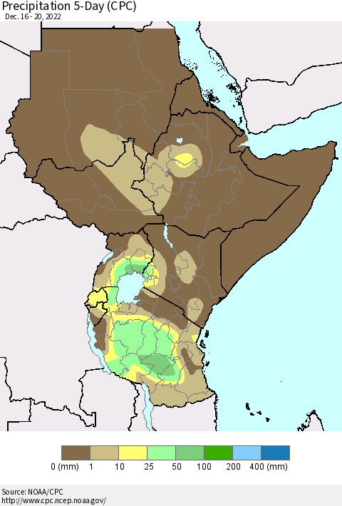 Eastern Africa Precipitation 5-Day (CPC) Thematic Map For 12/16/2022 - 12/20/2022