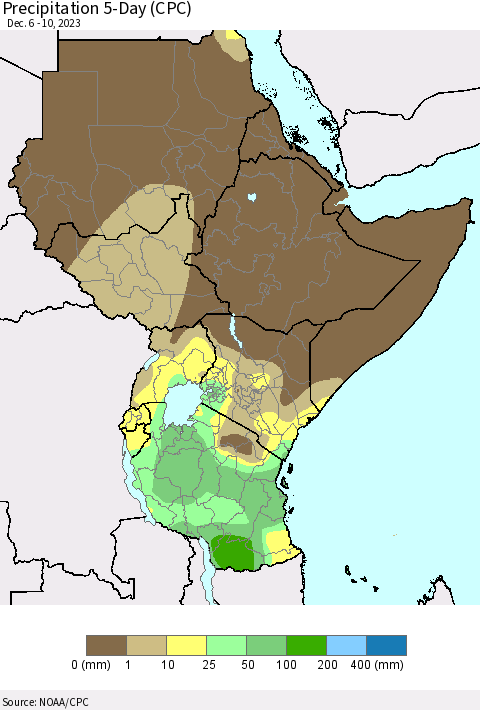 Eastern Africa Precipitation 5-Day (CPC) Thematic Map For 12/6/2023 - 12/10/2023