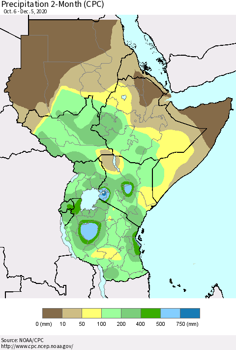 Eastern Africa Precipitation 2-Month (CPC) Thematic Map For 10/6/2020 - 12/5/2020