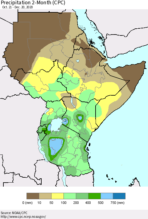 Eastern Africa Precipitation 2-Month (CPC) Thematic Map For 10/21/2020 - 12/20/2020