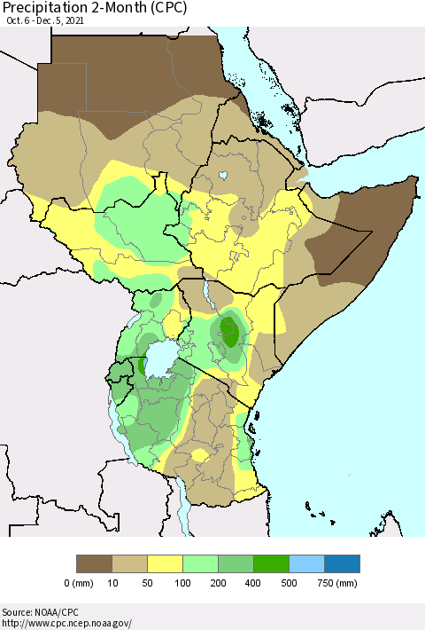 Eastern Africa Precipitation 2-Month (CPC) Thematic Map For 10/6/2021 - 12/5/2021