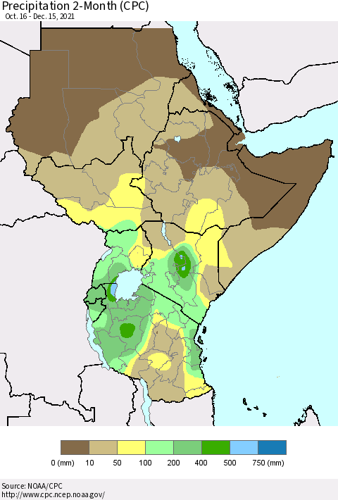 Eastern Africa Precipitation 2-Month (CPC) Thematic Map For 10/16/2021 - 12/15/2021
