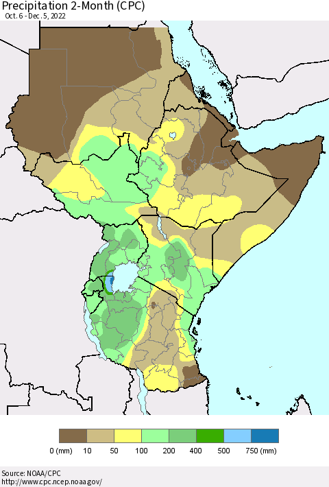 Eastern Africa Precipitation 2-Month (CPC) Thematic Map For 10/6/2022 - 12/5/2022