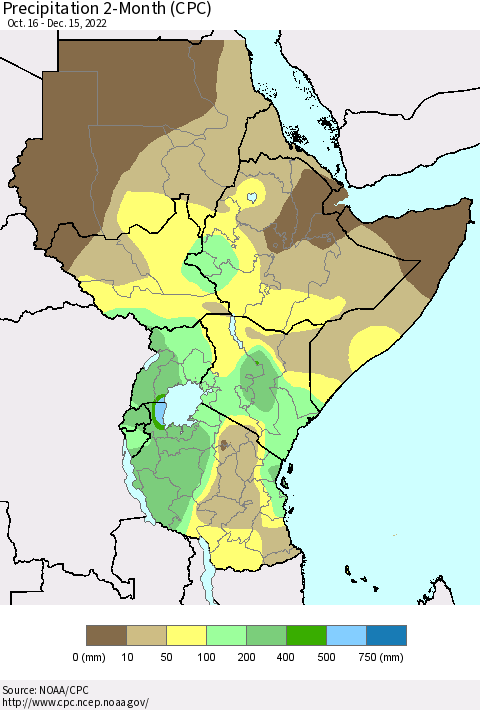 Eastern Africa Precipitation 2-Month (CPC) Thematic Map For 10/16/2022 - 12/15/2022