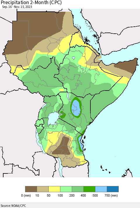 Eastern Africa Precipitation 2-Month (CPC) Thematic Map For 9/16/2023 - 11/15/2023